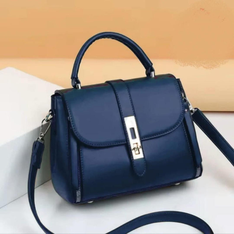 Blue PU Imported Leather Crossbody Bag for Her Medium Size