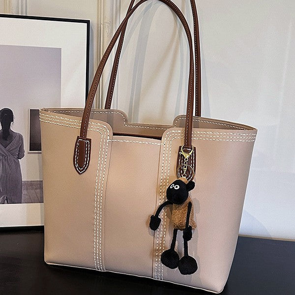 Premium & Stylish Beige Tote Bag with Pendant for Women