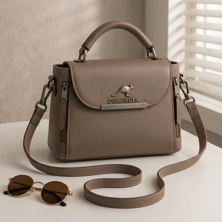 Imported Women's Brown Leather Top Handle Handbag 8x10