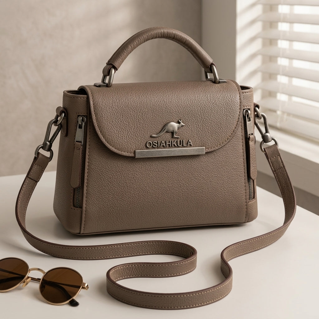 Imported Women's Brown Leather Top Handle Handbag 8x10