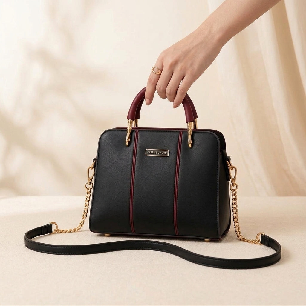 Imported Quality Premium Leather Handbag with Belt for Her