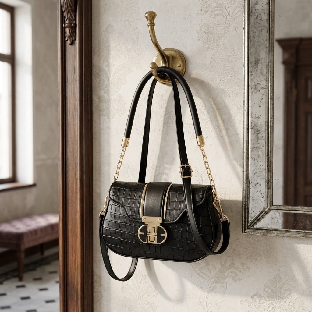 Premium Cuff Strap Handbag for Girls with Gold Clasp