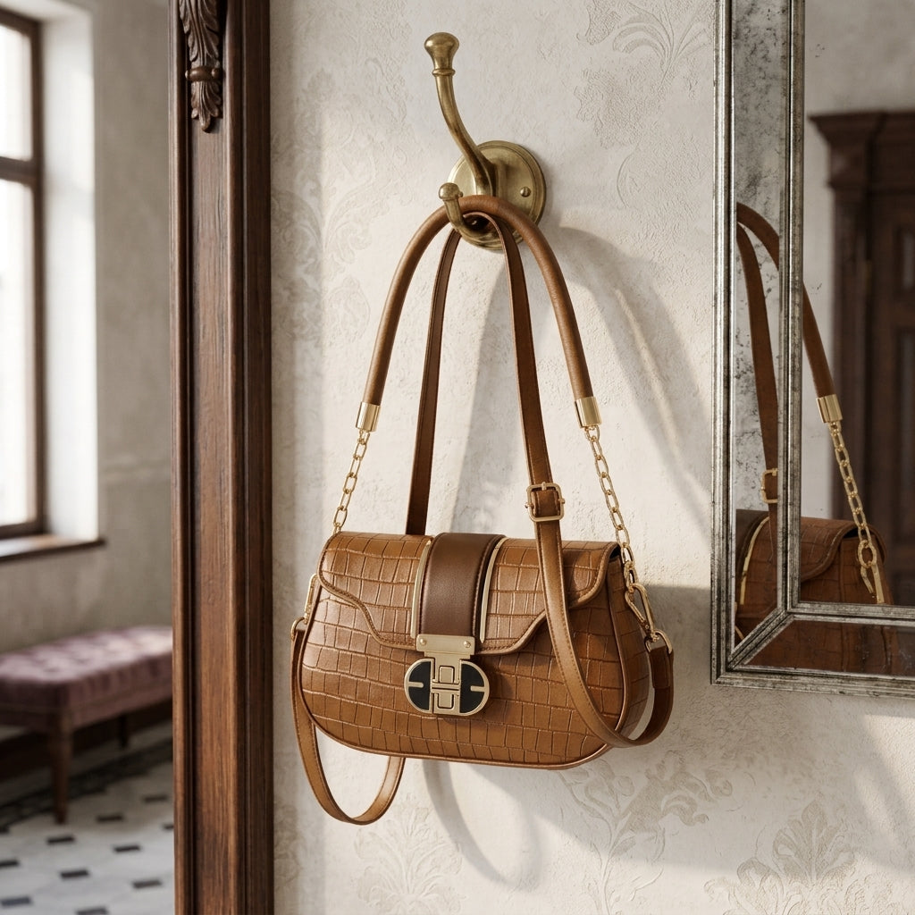 Premium Cuff Strap Handbag for Girls with Gold Clasp