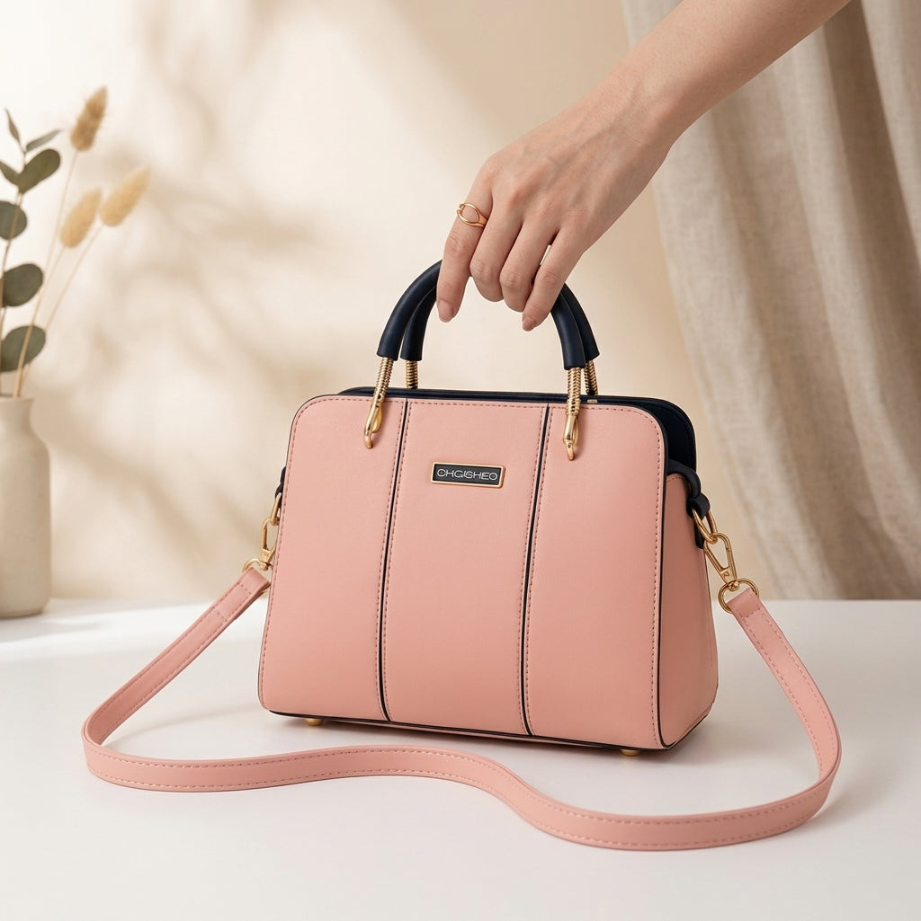 Imported Quality Premium Leather Handbag with Belt for Her
