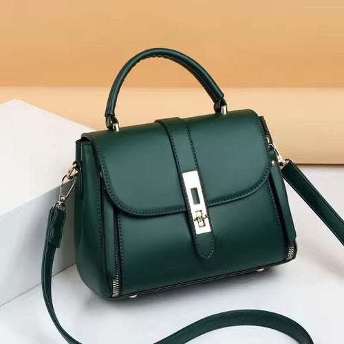 Green PU Leather Crossbody Bag for Girls Imported Quality Medium Size