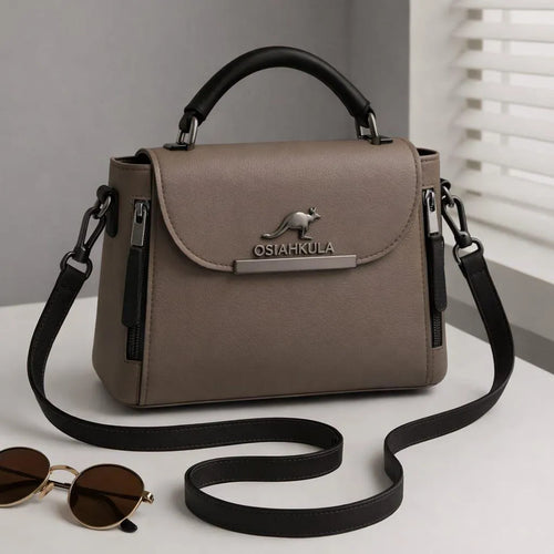 Imported Women's Brown Leather Top Handle Handbag 8x10