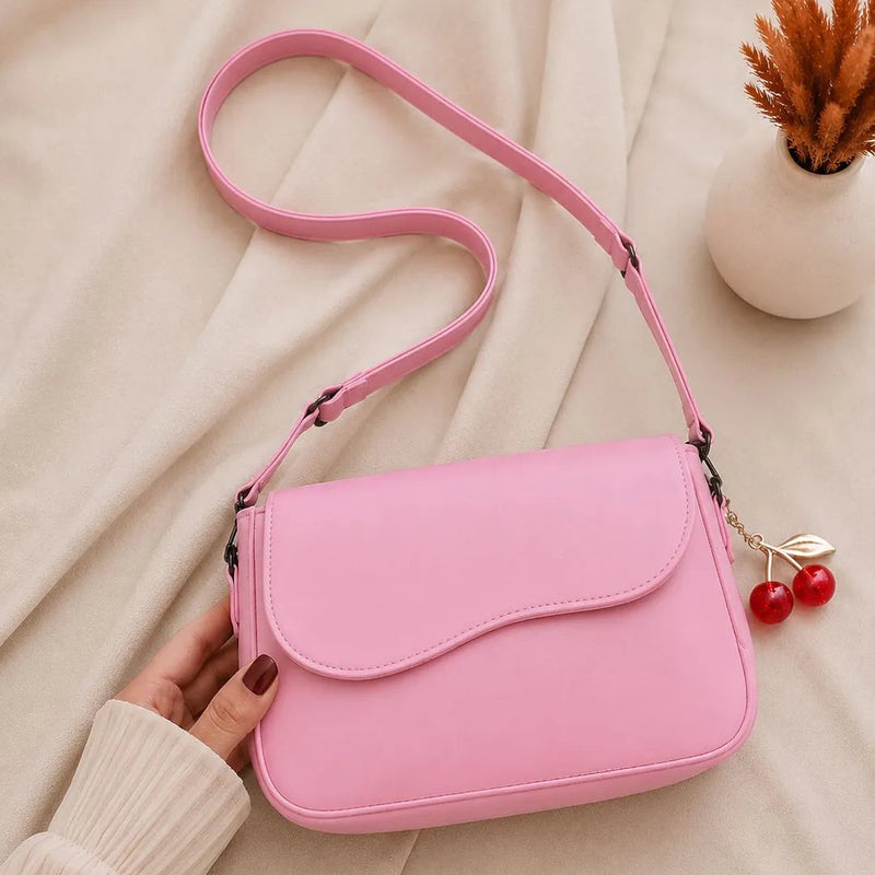 Imported PU Leather Plain Cross body Bag For Her