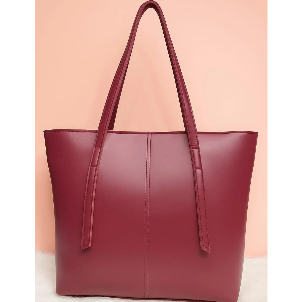 Women's Soft Premium Leather Tote Bag with Zipper Pocket