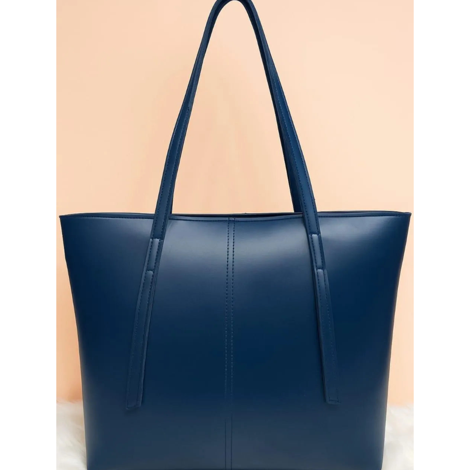 Women's Soft Premium Leather Tote Bag with Zipper Pocket