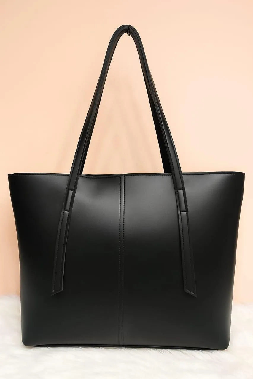 Women's Soft Premium Leather Tote Bag with Zipper Pocket