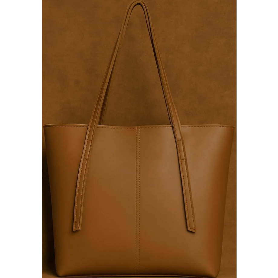 Women's Soft Premium Leather Tote Bag with Zipper Pocket