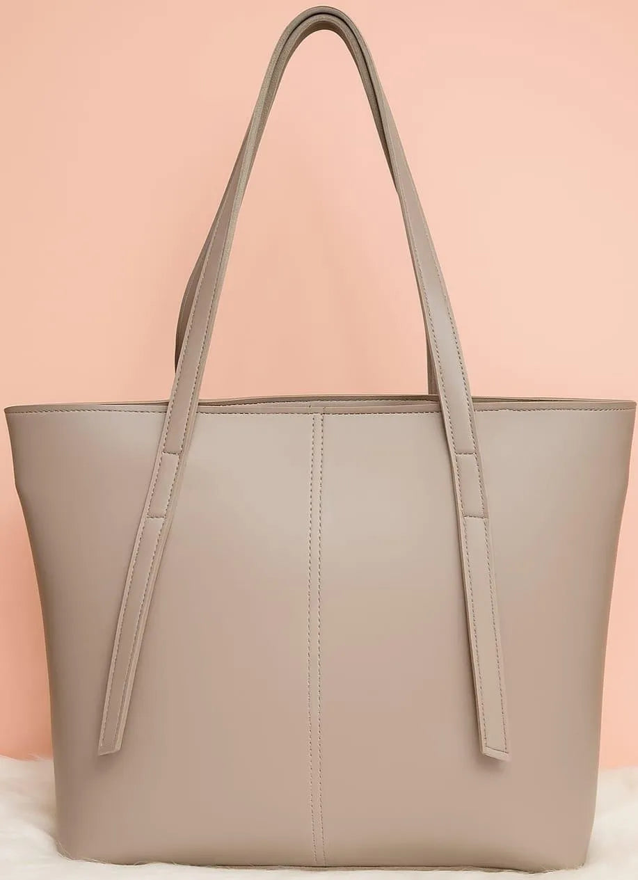 Women's Soft Premium Leather Tote Bag with Zipper Pocket