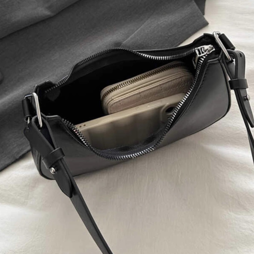 Moon Crescent Shaped Leather Hand Bag with Bow Detail Imported Quality