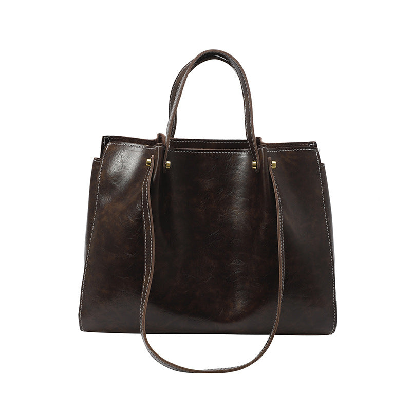 Cream Textured Women's Tote Bag with Gold Hardware For Her