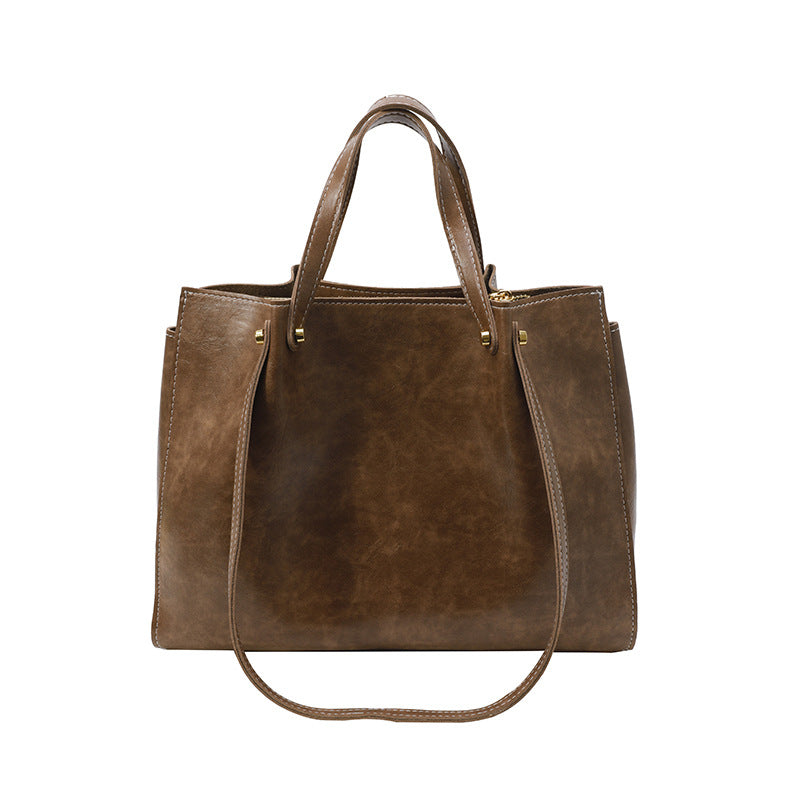 Cream Textured Women's Tote Bag with Gold Hardware For Her