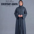 Dark Grey Tail Full Flare Abaya – With Hijab (Complete Set)